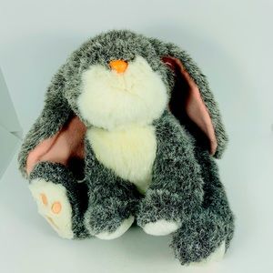 VTG Russ Berrie BOUNCY Plush Gray White BUNNY Plush Stuffed Animal Easter Spring